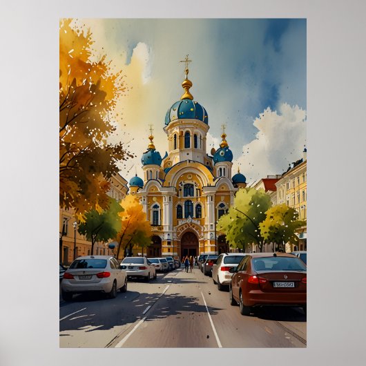 Poster art aquarelle Kiev (Devant)