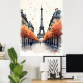 Poster art aquarelle Paris (Bureau à domicile)