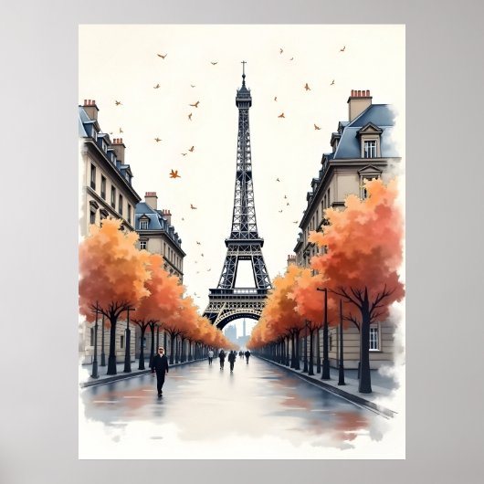 Poster art aquarelle Paris (Devant)