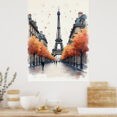 Poster art aquarelle Paris (Cuisine)