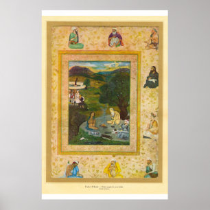 Poster Art asiatique classique Mughal Inde XVIIe siècle