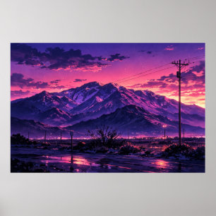 Poster Art au néon de paysage photographique édité (HG)