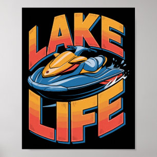 Poster Art audacieux de jet-ski La vie au bord du lac Spo