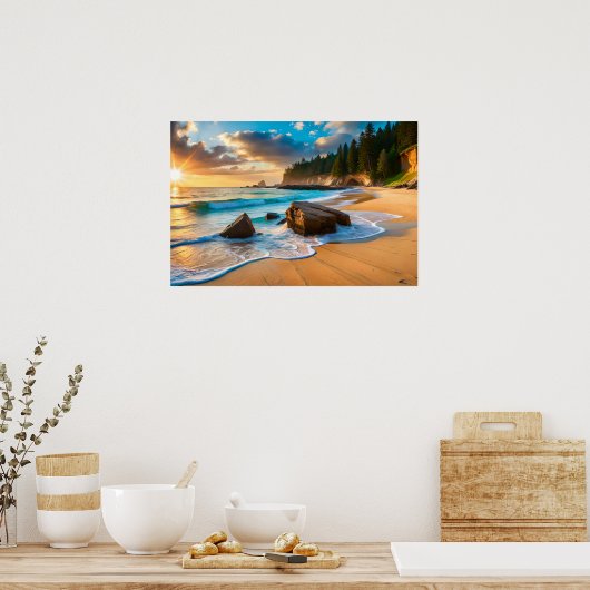 Poster Art Beach Scène (Cuisine)