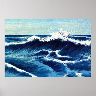 Poster Art Blue Ocean Waves