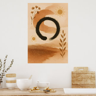 Poster Art boho chinois traditionnel