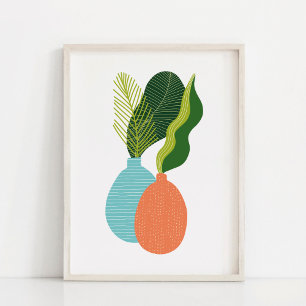 Poster Art botanique boho minimaliste de plantes en pot