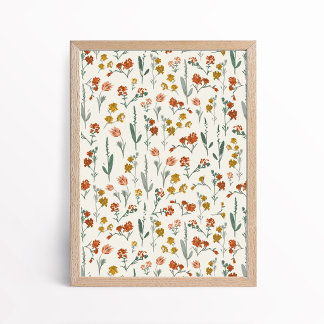 Poster Art botanique de fleurs sauvages bohèmes rétro