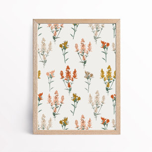 Poster Art botanique de fleurs sauvages bohèmes rétro