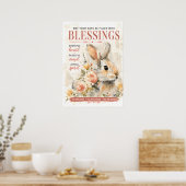 Poster Art botanique de lapin fantaisiste (Cuisine)