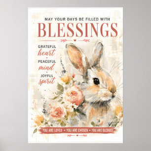 Poster Art botanique de lapin fantaisiste