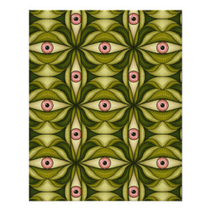 Poster Art botanique maximaliste vert à l'oeil rose whims