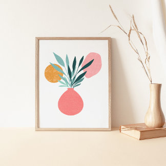 Poster Art botanique moderne boho de plantes en pot