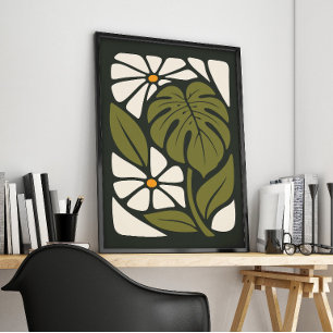 Poster Art botanique tropical de Monstera du milieu du si