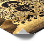 Poster Art Bouddhiste Tibétain Noir & Or (Coin)