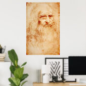 POSTER ART CÉLÈBRE - LEONARDO DA VINCI - AUTO PORTRAIT (Bureau à domicile)