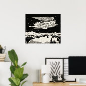 Poster Art céleste de montagne noir et blanc (Bureau à domicile)