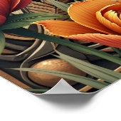 Poster Art celtique et splendeur florale dans les tons ch (Coin)