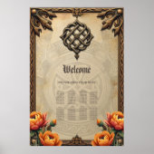 Poster Art celtique et splendeur florale dans les tons ch (Devant)