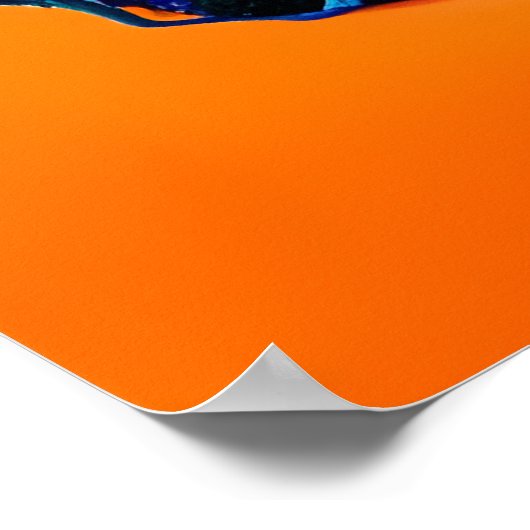 Poster Art Cheval Abstrait bleu et orange (Coin)