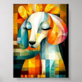 Poster Art Chien Abstrait - Conception Animale Géométriqu (Devant)