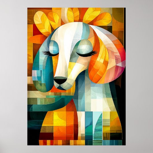 Poster Art Chien Abstrait - Conception Animale Géométriqu (Devant)