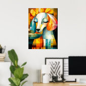 Poster Art Chien Abstrait - Conception Animale Géométriqu (Bureau à domicile)
