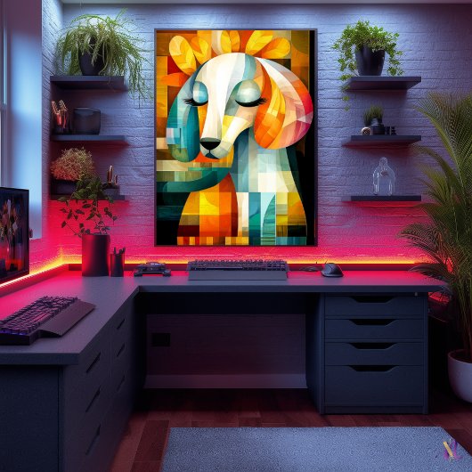 Poster Art Chien Abstrait - Conception Animale Géométriqu