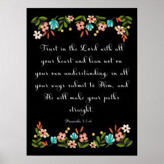 Poster Art chrétien cool - Proverbes 3:5-6