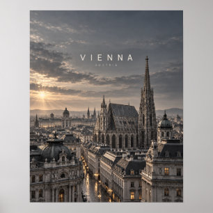 Poster Art cinématique monochrome de la ville de Vienne