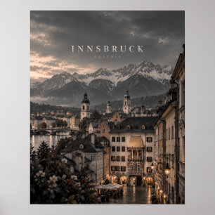 Poster Art cinématique monochrome de la ville d'Innsbruck