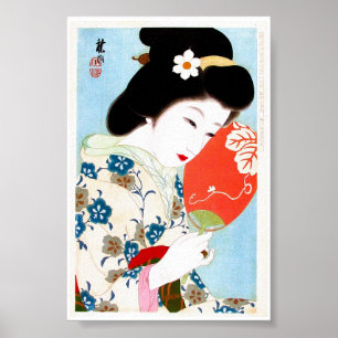 Poster Art classique japonais oriental frais de dame de