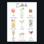 Poster Art Cocktail illustré pour décor de bar ou de cuis<br><div class="desc">Ajoutez une touche de style à votre espace avec cette affiche vibrante Variety of Cocktails, qui propose des cocktails magnifiquement illustrés. Du martinis classique au mojitos tropical, cette affiche présente une variété de boissons préférées dans des détails amusants et colorés. Idéal pour décorer votre bar, cuisine ou salle à manger,...</div>