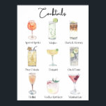 Poster Art Cocktail illustré pour décor de bar ou de cuis<br><div class="desc">Ajoutez une touche de style à votre espace avec cette affiche vibrante Variety of Cocktails, qui propose des cocktails magnifiquement illustrés. Du martinis classique au mojitos tropical, cette affiche présente une variété de boissons préférées dans des détails amusants et colorés. Idéal pour décorer votre bar, cuisine ou salle à manger,...</div>