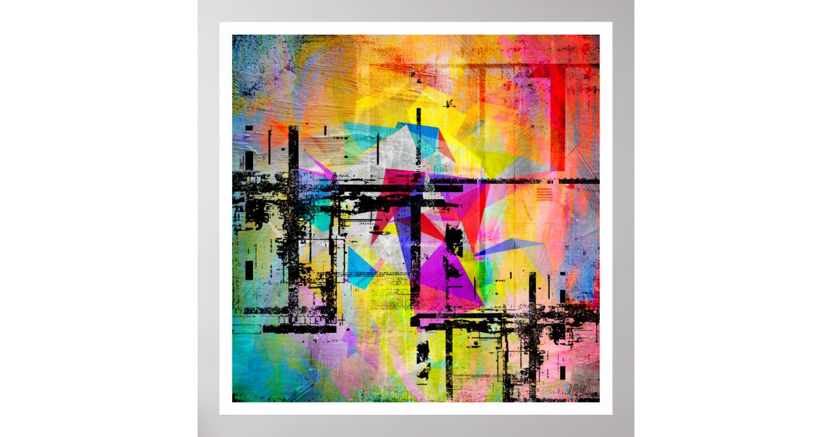  Poster  Art  color  abstrait g om trique moderne  Zazzle be