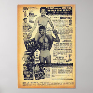 Poster Art comique de l'âge d'or - Vintage Bodybuilding A