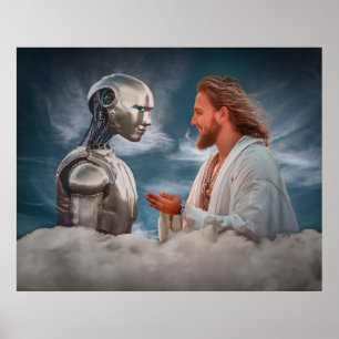 Poster Art conceptuel de la religion et de l'IA (AI)