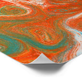Poster Art contemporain Abstrait Rouge Orange Turquoise p (Coin)