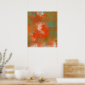 Poster Art contemporain Abstrait Rouge Orange Turquoise p (Cuisine)