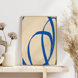 Poster Art contemporain minimaliste de ligne Abstraite bl