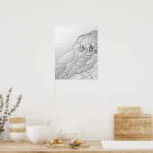 Poster Art contemporain Santorin en noir et blanc (Cuisine)