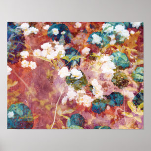 Poster Art cool et tendance de motif de fleurs romantique
