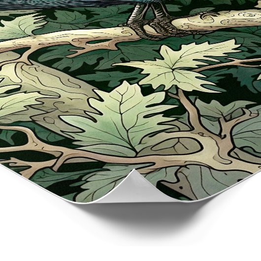 Poster Art corbeau Imprimer, Oiseau noir, Art animal (Coin)