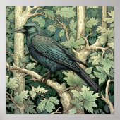 Poster Art corbeau Imprimer, Oiseau noir, Art animal (Devant)