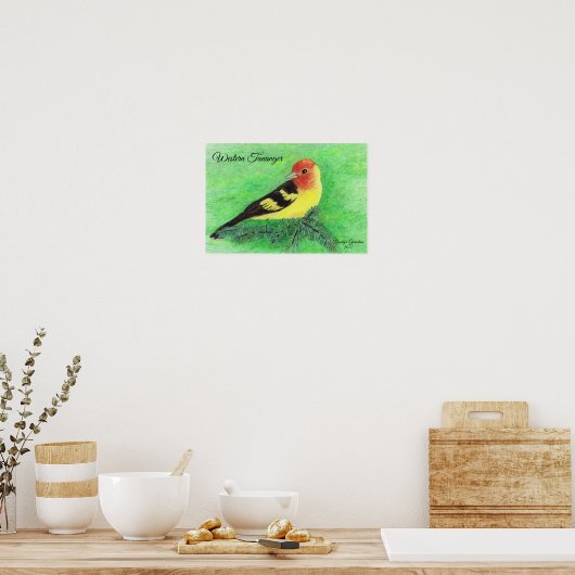 Poster Art crayon de couleur Oiseau de Tananger Occidenta (Cuisine)