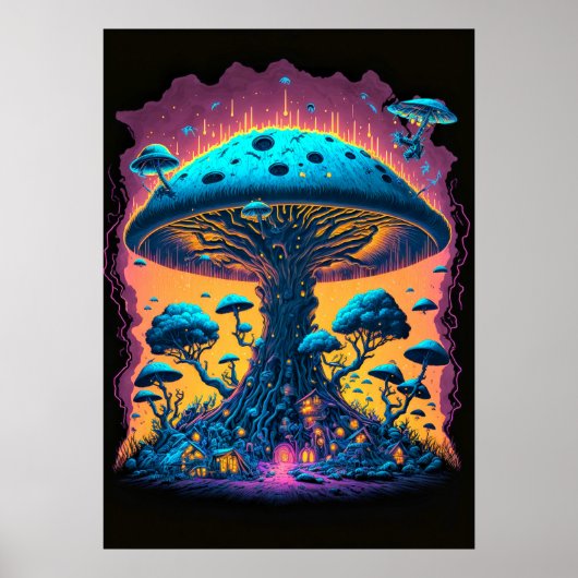 Poster Art créatif autre monde psychédélique des champign (Devant)
