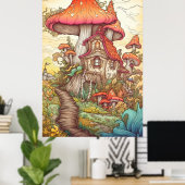 Poster Art créatif coloré psychédélique de champignons (Bureau à domicile)