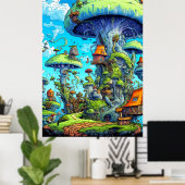 Poster Art créatif coloré psychédélique de champignons (Bureau à domicile)