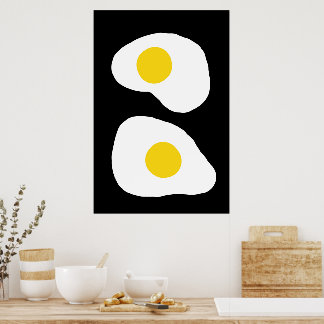 Poster Art culinaire minimaliste de deux œufs frits