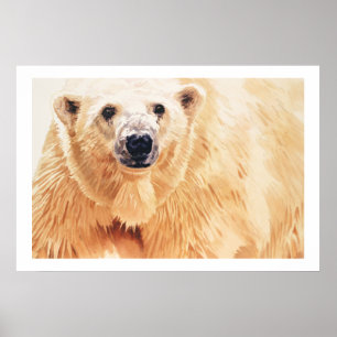 Poster Art d'aquarelle de faune d'ours blanc de "espoir"